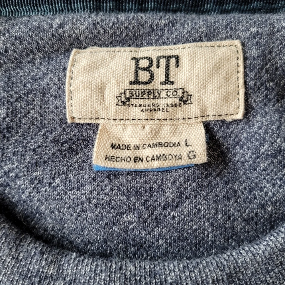 BT Supply Co Men's Heathered Blue Crewneck Sweater Size L
